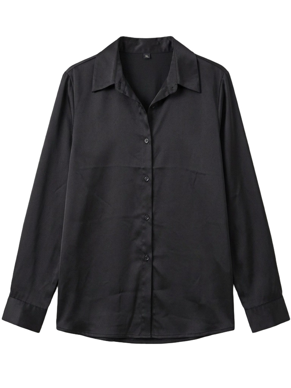 Color Block Black Button Down Blouse Women’s Classic Workwear Shirt Size Medium
